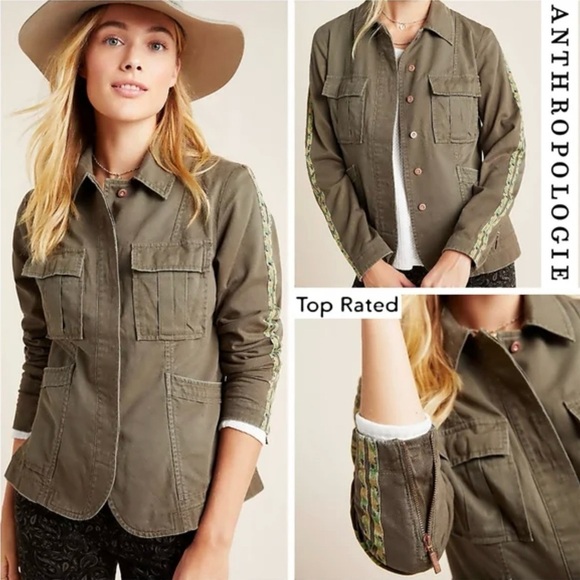 Anthropologie Stitch's Olivette Camo-Striped Utility Jacket Size Small S. - Picture 1 of 11